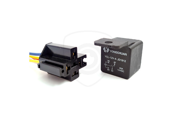 Schakelrelais 12V 40A 4-polig met voet
