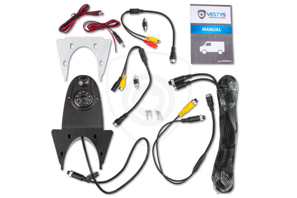 Inhoud van de verpakking van de achteruitrijcamera voor de UNI-VAN Dual Inhoud van de verpakking van de achteruitrijcamera voor de UNI-VAN Dual
