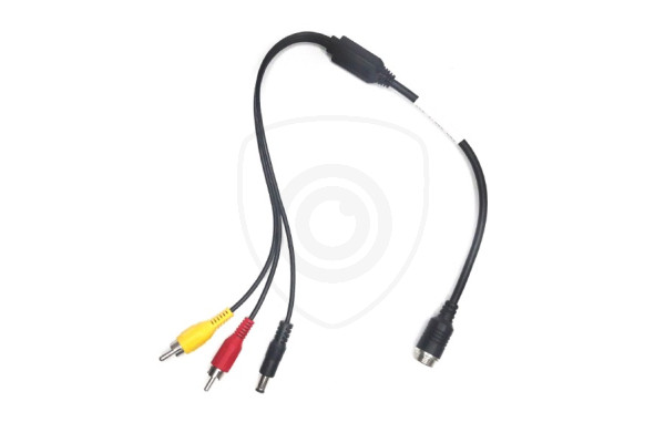 Y-adapter van 4-polig mannelijk / 2x Cinch mannelijk + voeding mannelijk