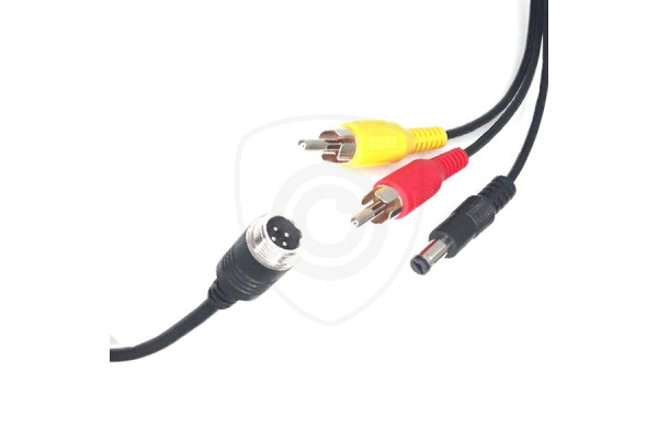 Y-adapter van 4-polig mannelijk / 2x Cinch mannelijk + voeding mannelijk