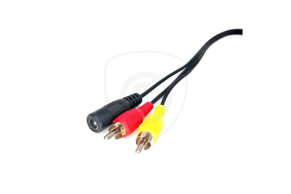 Y-adapter 4-pin mannelijk / 2x RCA mannelijk + DC-voeding vrouwelijk