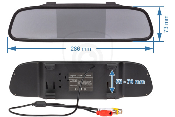 4,3″ automonitor in de achteruitkijkspiegel