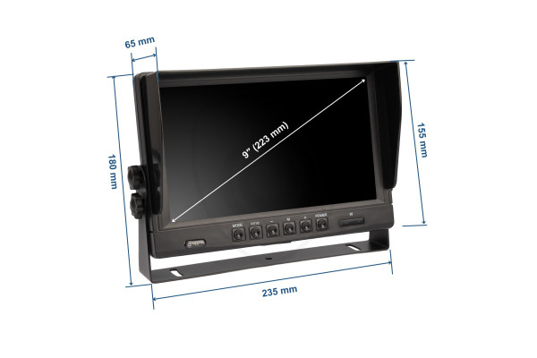9″ AHD 4-PIN opbouwmonitor voor de auto voor Achteruitrijcamera’s