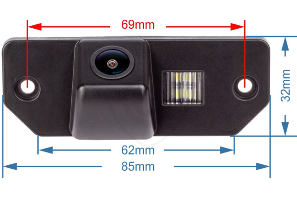 Afmetingen van de Achteruitrijcamera voor Ford Focus Mk2, Focus Mk3 en C-Max Afmetingen van de Achteruitrijcamera voor Ford Focus Mk2, Focus Mk3 en C-Max