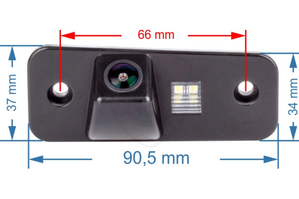 Afmetingen van de Achteruitrijcamera voor Hyundai Santa Fe (2006 - 2012) Afmetingen van de Achteruitrijcamera voor Hyundai Santa Fe (2006 - 2012)