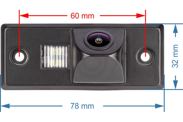 Afmetingen van de achteruitrijcamera voor VW Touareg, Tiguan, Golf, Passat, Bora Afmetingen van de achteruitrijcamera voor VW Touareg, Tiguan, Golf, Passat, Bora