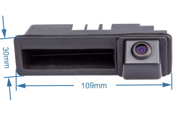 Afmetingen van de achteruitrijcamera in de handgreep van de achterklep Afmetingen van de achteruitrijcamera in de handgreep van de achterklep