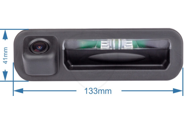 Afmetingen van de Achteruitrijcamera in de handgreep van de achterklep Afmetingen van de Achteruitrijcamera in de handgreep van de achterklep