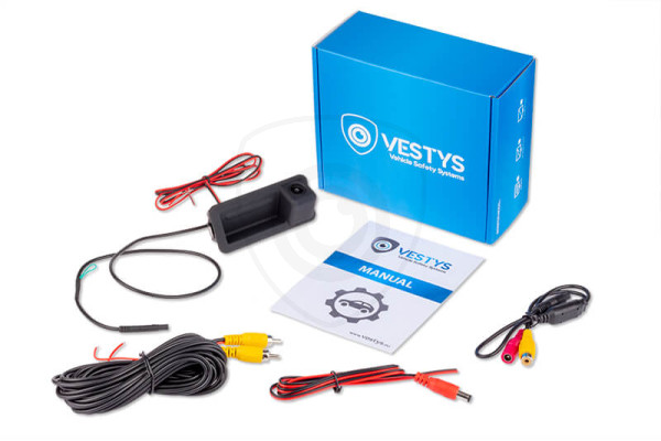 Inhoud van de verpakking - Achteruitrijcamera Ford Model 2 voor handgreep van de achterklep, videokabel, aansluitingshandleiding, stroomkabel, adapter Inhoud van de verpakking - Achteruitrijcamera Ford Model 2 voor handgreep van de achterklep, videokabel, aansluitingshandleiding, stroomkabel, adapter