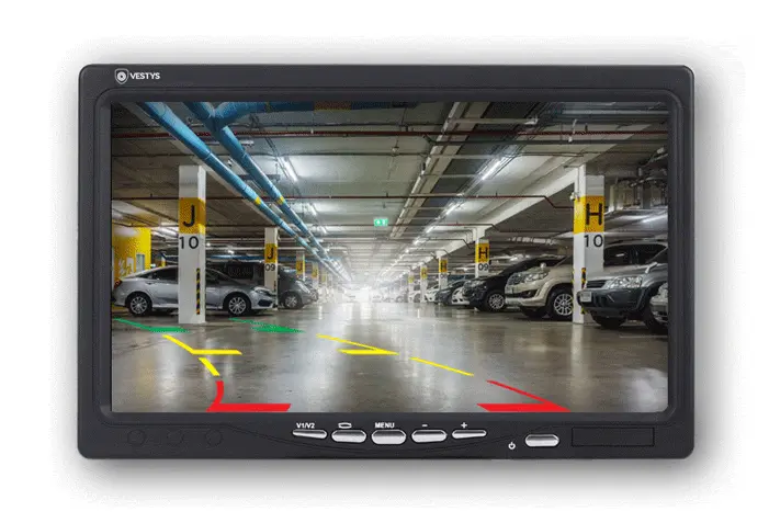 Bewegende hulplijnen op de monitor in de auto Bewegende hulplijnen op de monitor in de auto