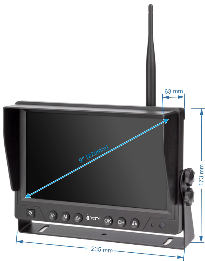 draadloze wifi-solar-set achteruitrijcamera ahd afmetingen 9-inch-set
