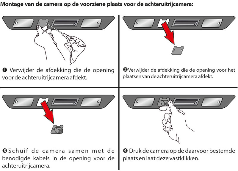 installatie van een achteruitrijcamera in de originele uitsparing installatie van een achteruitrijcamera in de originele uitsparing